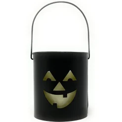 Jack O Lantern Silhouette LED Candle Metal Bucket< Clearance