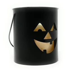 Jack O Lantern Silhouette LED Candle Metal Bucket< Clearance