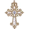 Jeweled Glittering Gold Cross Ornament With Square Gem< Online