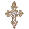 Jeweled Glittering Gold Cross Ornament< Discount