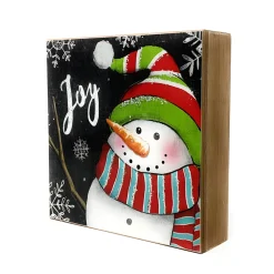 Joy Holiday Snowman Wood Block Sign< Discount