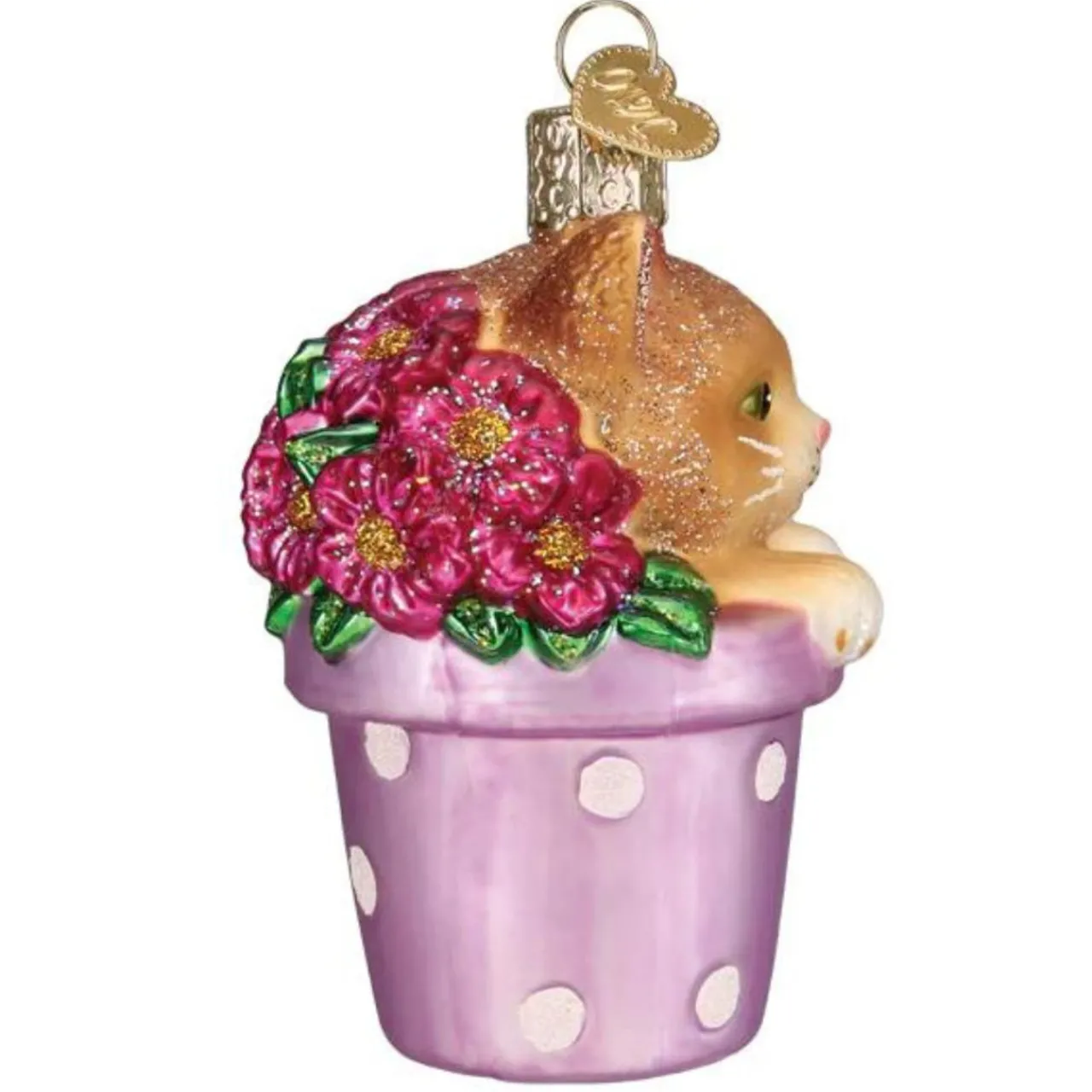 Kitten In Flower Pot Ornament - The Christmas Loft<Old World Glass Online