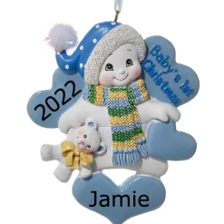 - Personalized Blue Baby's 1st Christmas Snowman Ornament | The Christmas Loft<Kurt Adler Discount