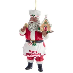 African American Santa with Gingerbread Ornament<Kurt Adler Sale