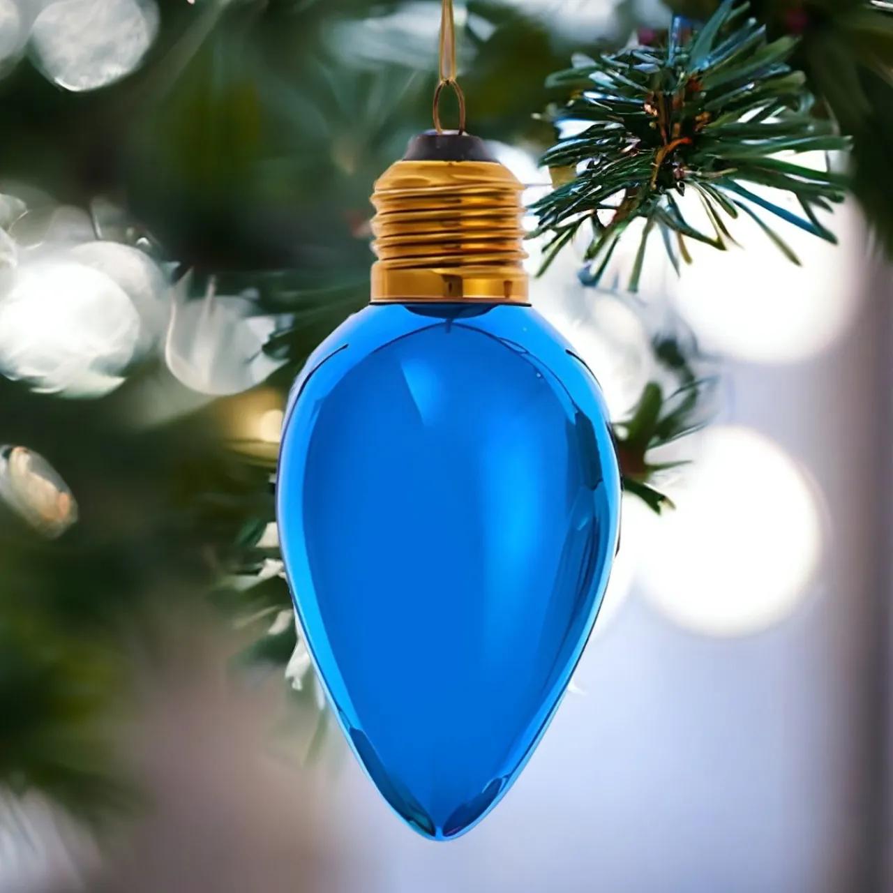 Classic Light Blue C7 Bulb Glass Ornament 4.5" F2298<Kurt Adler Sale