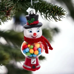 Glass Snowman Gum Ball Machine Ornament 4.5" NB1791<Kurt Adler Fashion