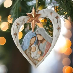 Holy Family Nativity Heart Ornament, 3.5"<Kurt Adler Hot
