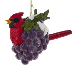 4" Frosted Cardinal Grape Ornament E0911<Kurt Adler Fashion