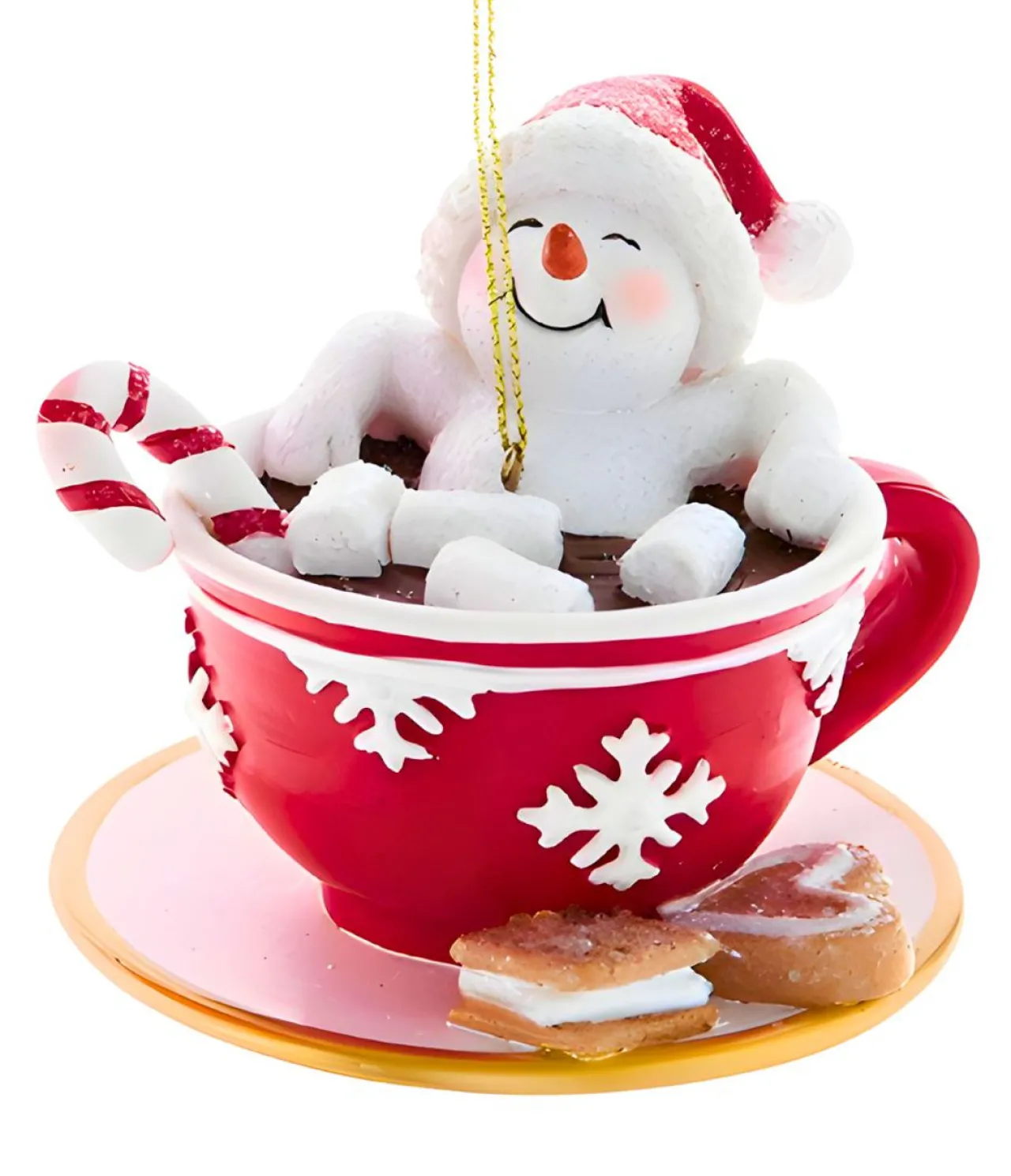 Snowman In Teacup With Candy Cane Ornament 3.5in - E0935<Kurt Adler Outlet