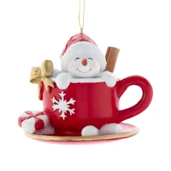 Snowman Teacup Ornament 3.5in - E0935<Kurt Adler Hot