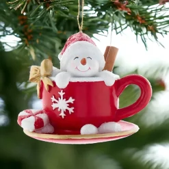 Snowman Teacup Ornament 3.5in - E0935<Kurt Adler Hot