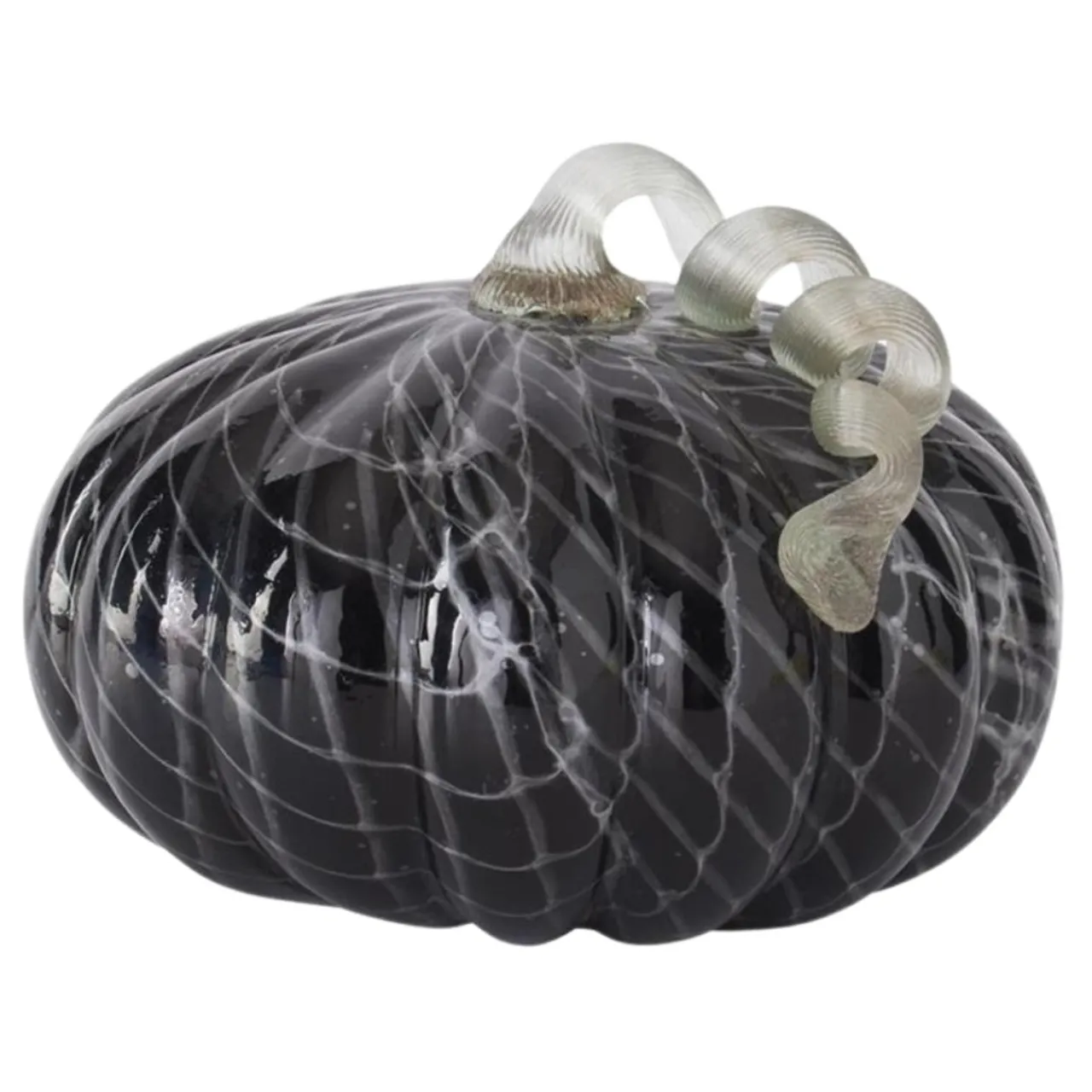 Large Black And White Swirls Handblown Glass Pumpkin< Outlet