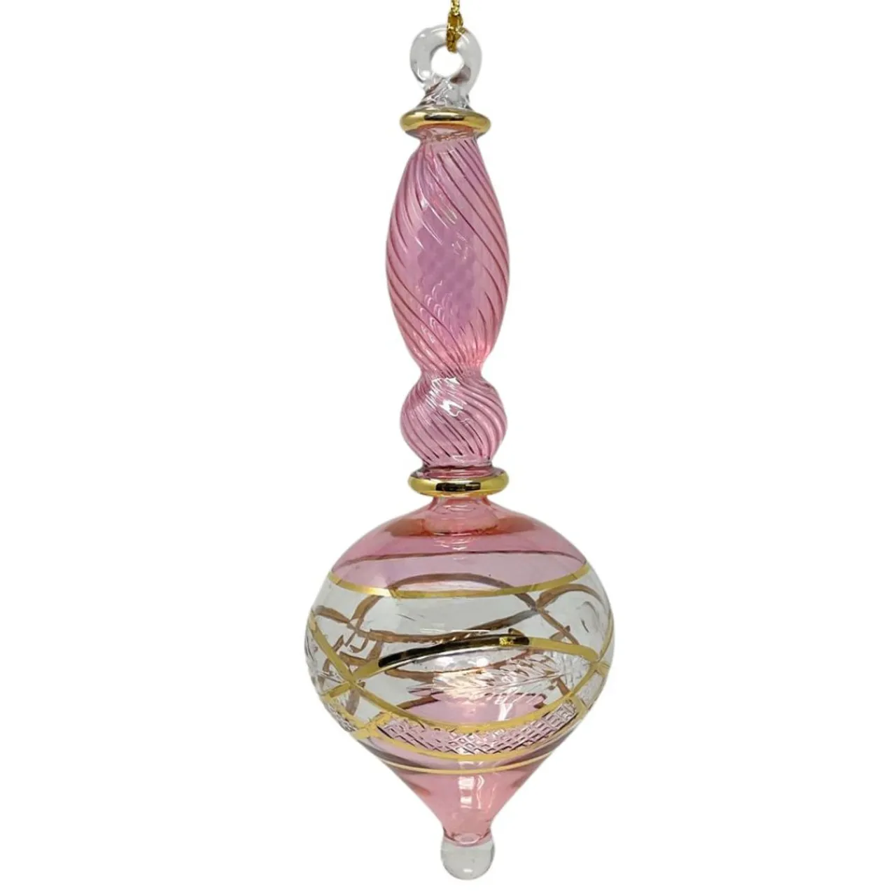 Large Pink Etched Swirl Ornament<Egyptian Museum Discount