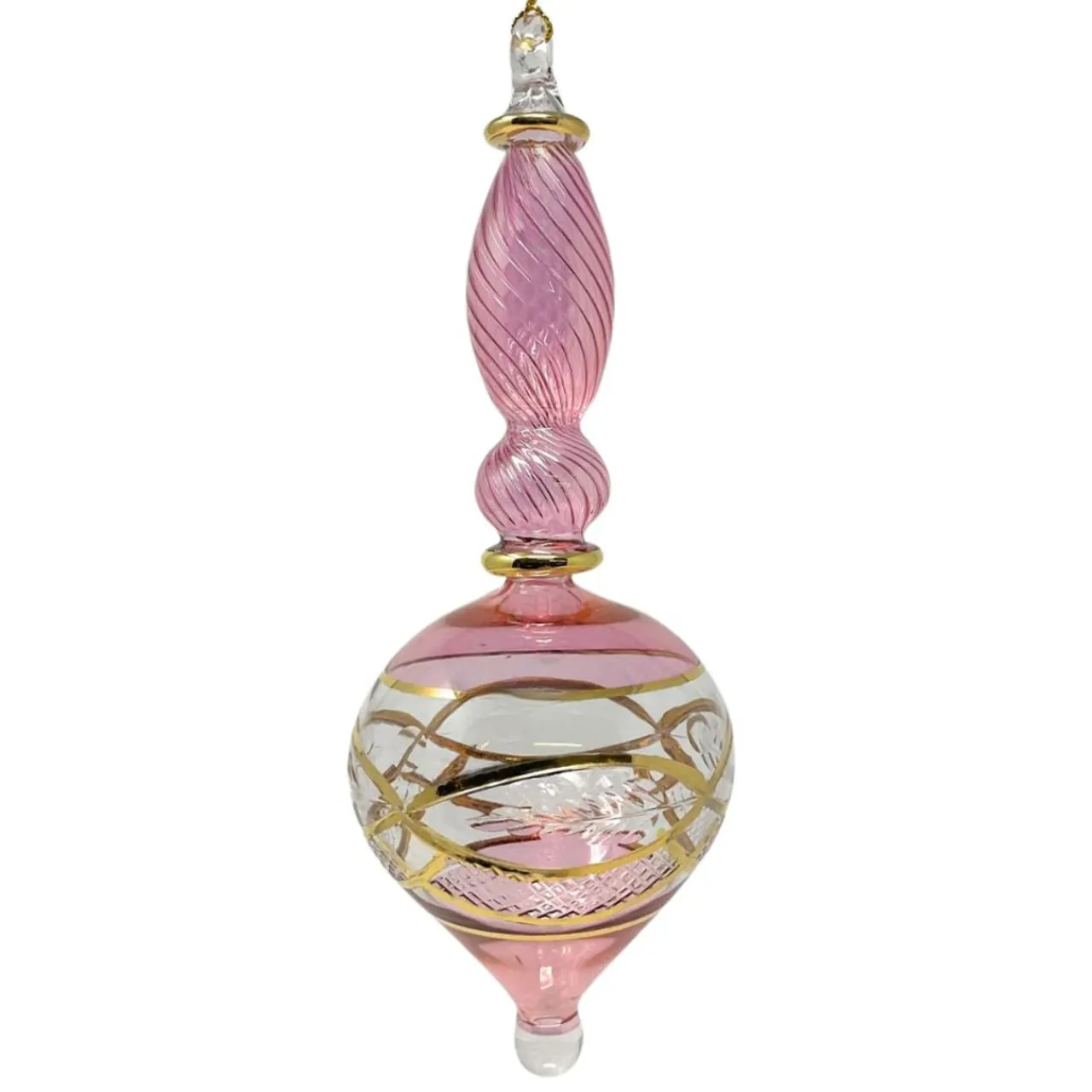 Large Pink Etched Swirl Ornament<Egyptian Museum Discount