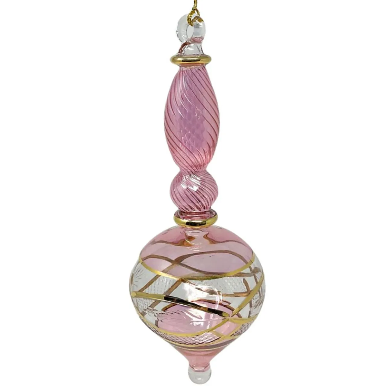 Large Pink Etched Swirl Ornament<Egyptian Museum Discount