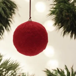 Large Red Felted Ball Ornament< Sale