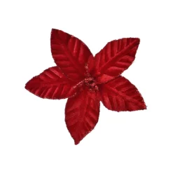 5 Leaf Red Poinsettia Pick< Hot