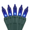 50 LED Blue Incandescent Style Lights Green Wire   | The Christmas Loft< Outlet