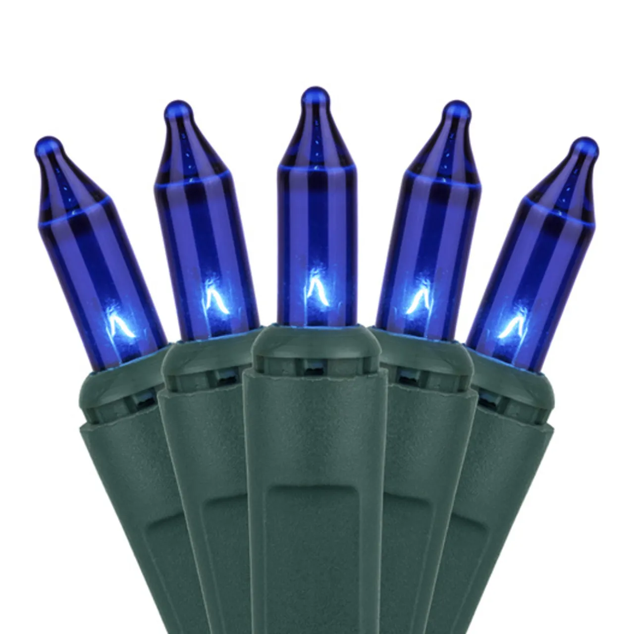 50 LED Blue Incandescent Style Lights Green Wire | The Christmas Loft< Outlet