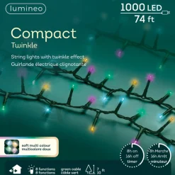 1000 LED Compact Soft Multi Color Lights Green Wire - The Christmas Loft<Lumineo Fashion