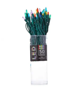 50 LED Incandescent Style Multi-Color Frost Lights Green Wire   | The Christmas Loft<Kurt Adler Online