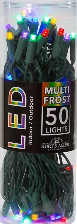 50 LED 5MM Multi-Color Frost Lights Green Wire   | The Christmas Loft<Kurt Adler New
