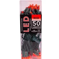 50 LED 5MM Wide Angle Red Lights Green Wire   | The Christmas Loft<Kurt Adler Fashion