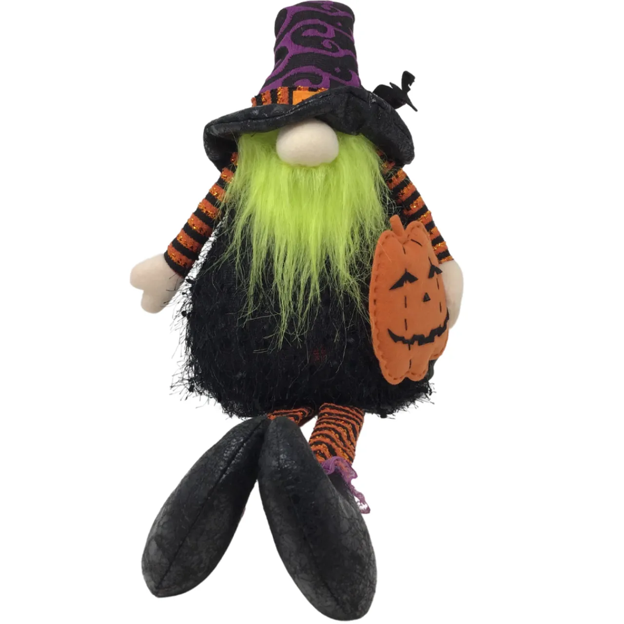 LED Sitting Gnome With Green Beard and Pumpkin | The Christmas Loft< Sale