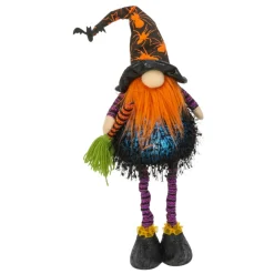 LED Standing Gnome With Orange Beard and Broom | The Christmas Loft< Online