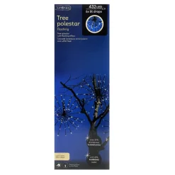 LED Tree Polestar - 432 Warm White Flashing Lights, 6 Lit Drops<Lumineo Online