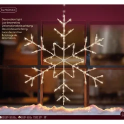 125 LED Warm White Snowflake, 23.6in Diameter, Indoor/Outdoor, Battery Operated<Lumineo Best