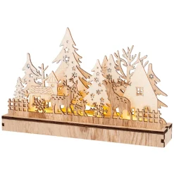 LED Winter Village Scene Laser Cut Wood Scene< New