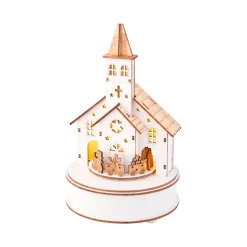LED Wood Church With Train Scene<Lumineo Outlet