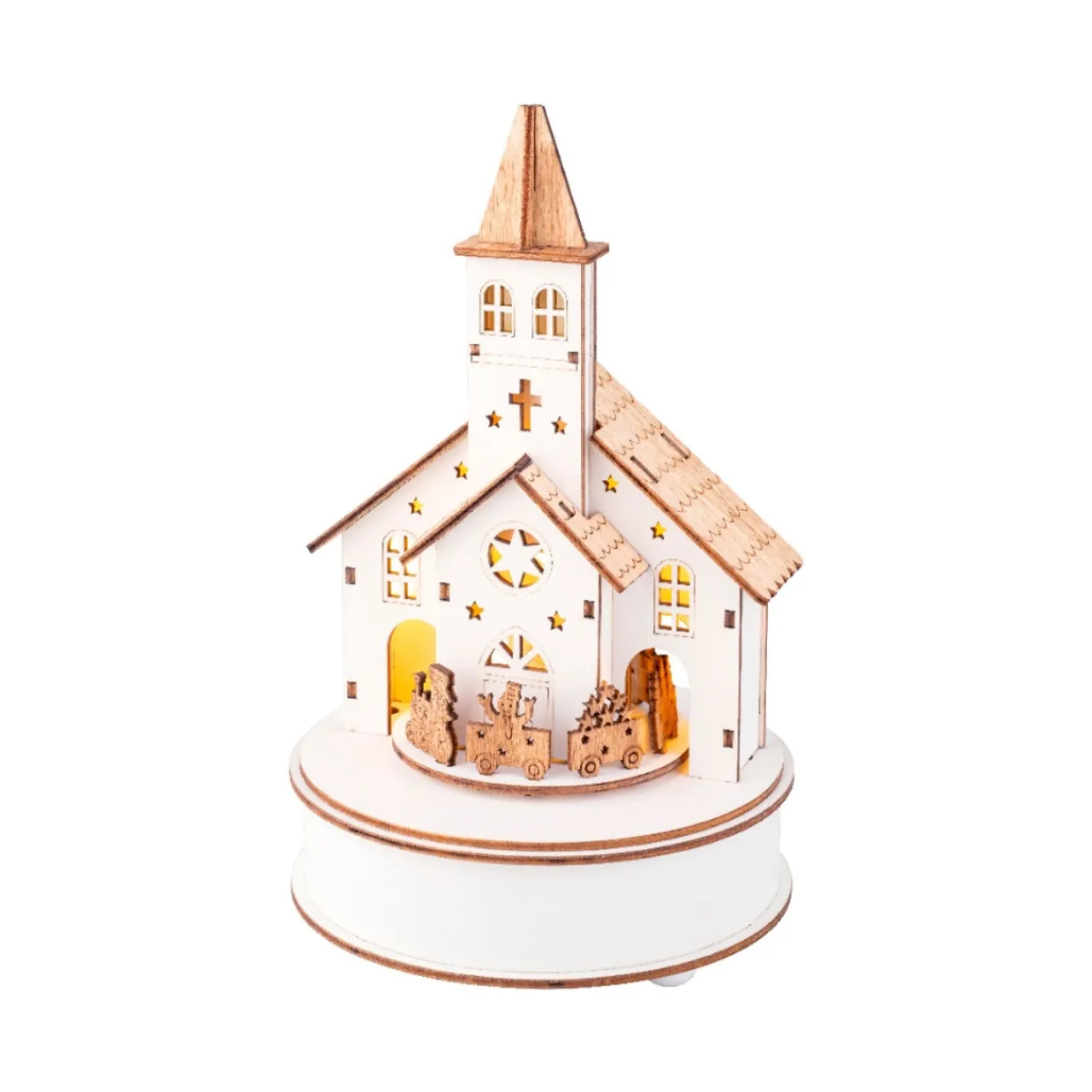 LED Wood Church With Train Scene<Lumineo Outlet