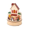 LED Wood Snowman House With Train Scene With Music And Motion<Lumineo Clearance