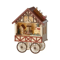 LED Wood Vendor Cart Scene With Music And Motion<Lumineo Fashion