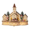 LED Wood Village Church With Train Scene With Music And Motion<Lumineo Sale