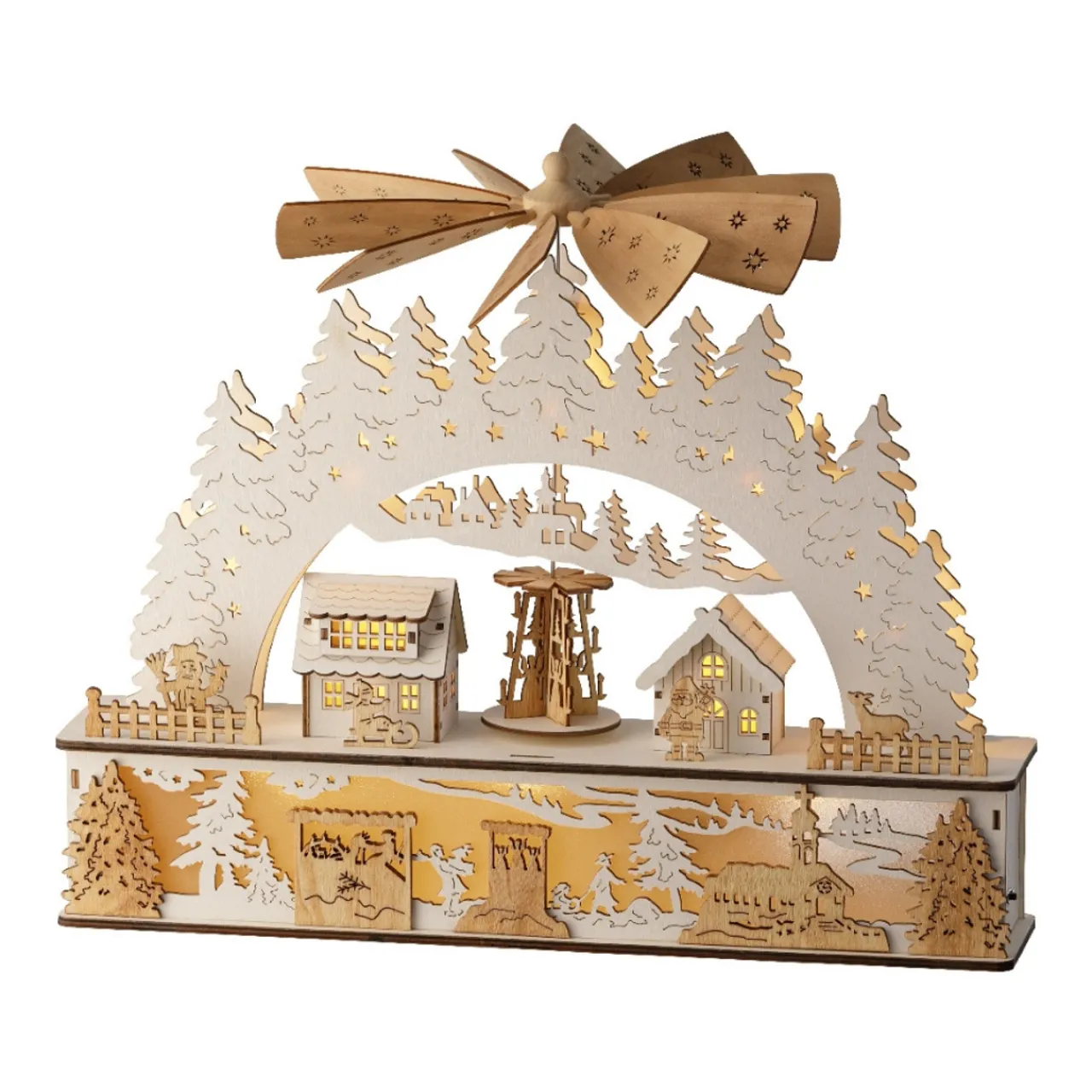 LED Wood Village Windmill Scene With Music And Motion<Lumineo Discount