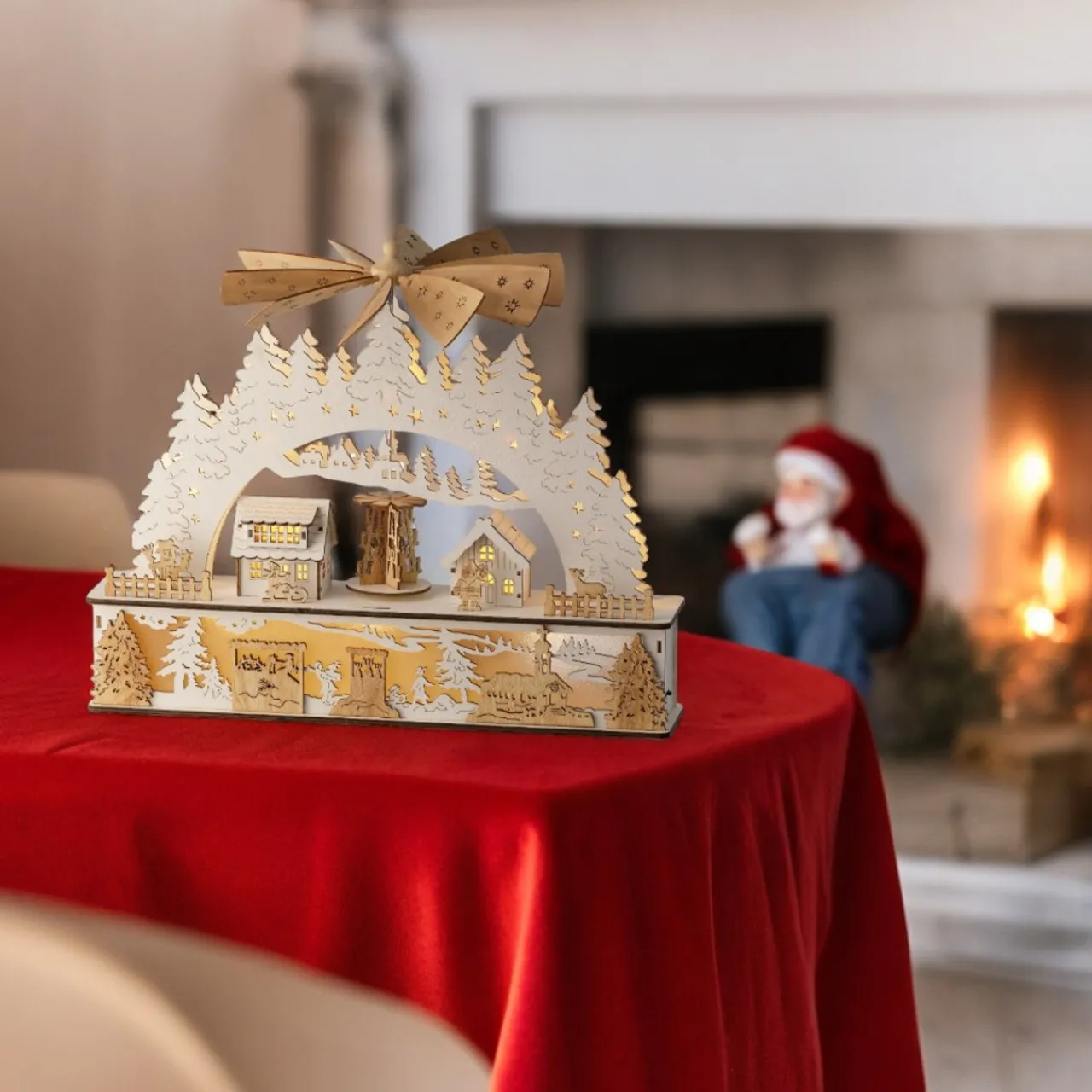 LED Wood Village Windmill Scene With Music And Motion<Lumineo Discount