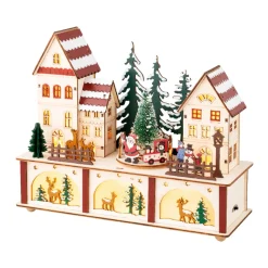 LED Wood Village With Santa Scene<Lumineo Clearance