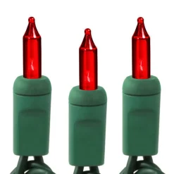50 Light Red Incandescent Lights Green Wire | The Christmas Loft< Fashion