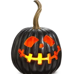 Lighted Black Jack O Lantern< New