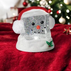 Lighted Cube Head Snowman Swirling Shimmer< Discount