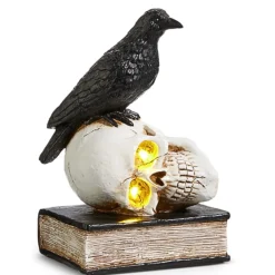 Lighted Nevermore Raven & Skull Figurine< Online
