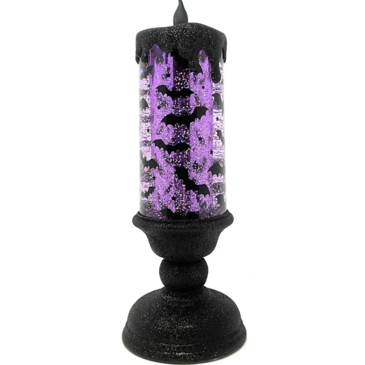 Lit Bat Candle With Purple Swirl Glitter< Best