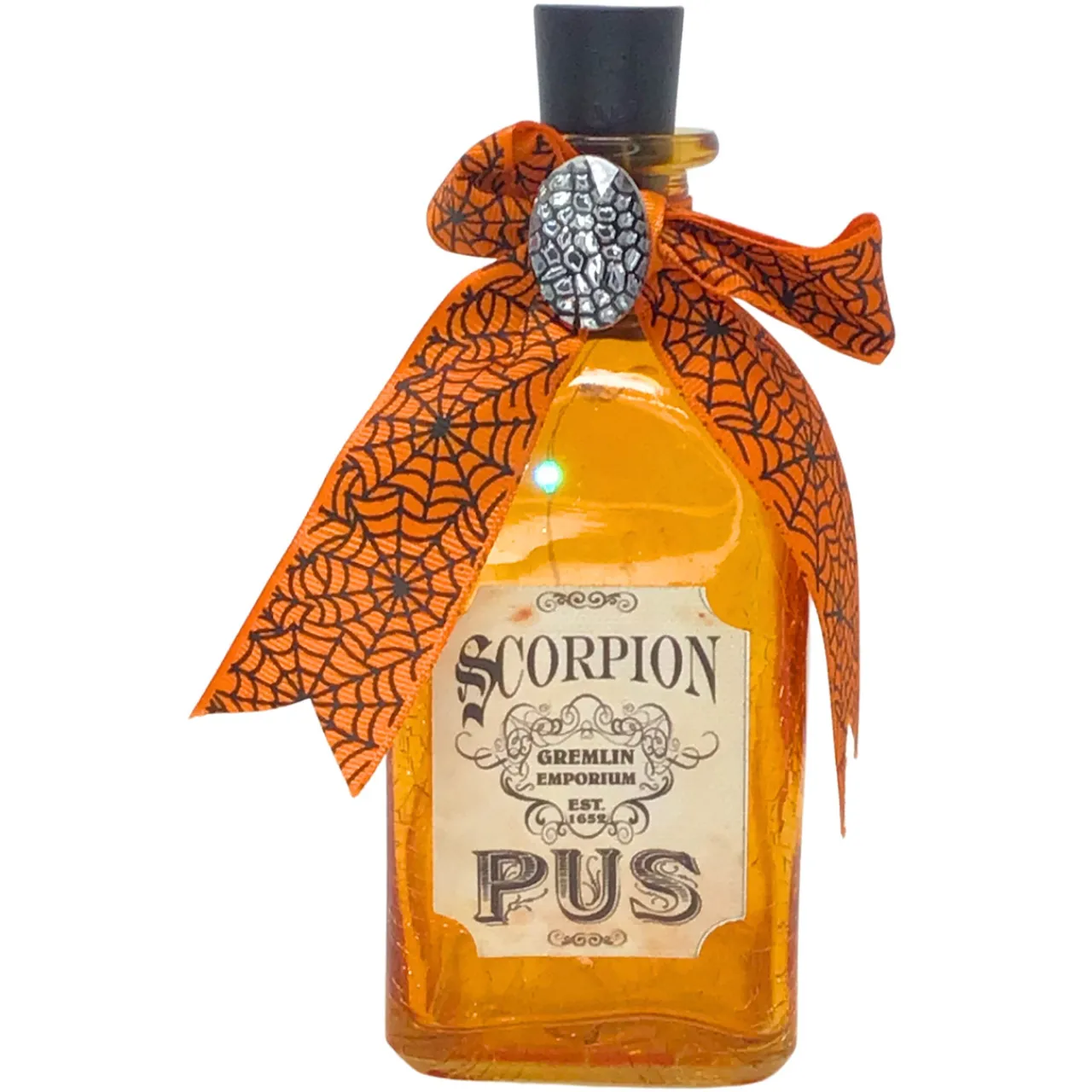 Lit Scorpion Pus Potion Bottle Halloween Decor< Sale