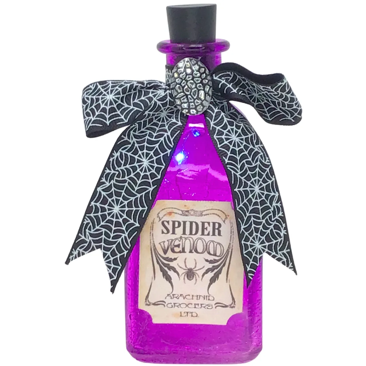 Lit Spider Venom Potion Bottle Halloween Decor< Fashion