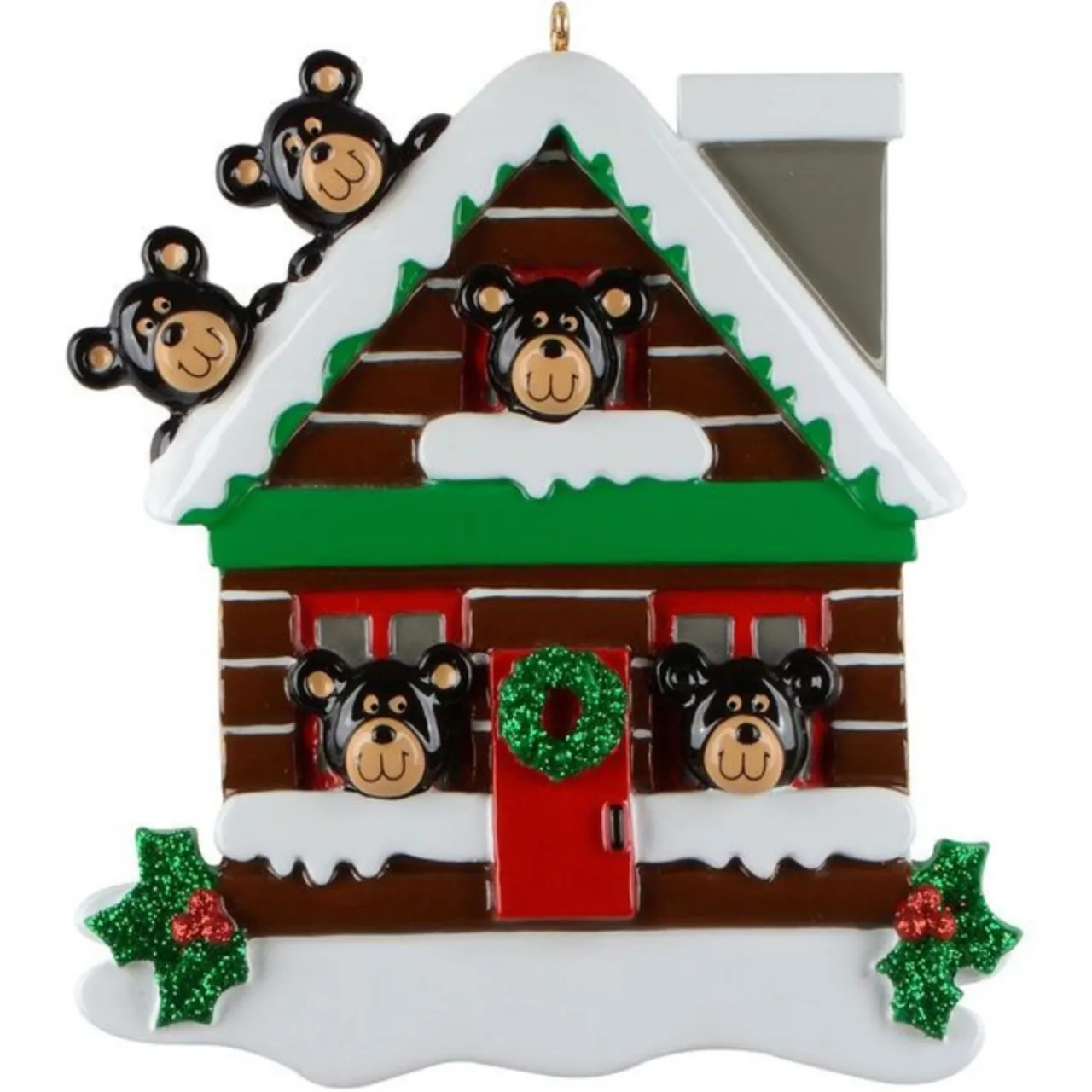 Log Cabin Bears Family of 5 Personalized Ornament< Discount