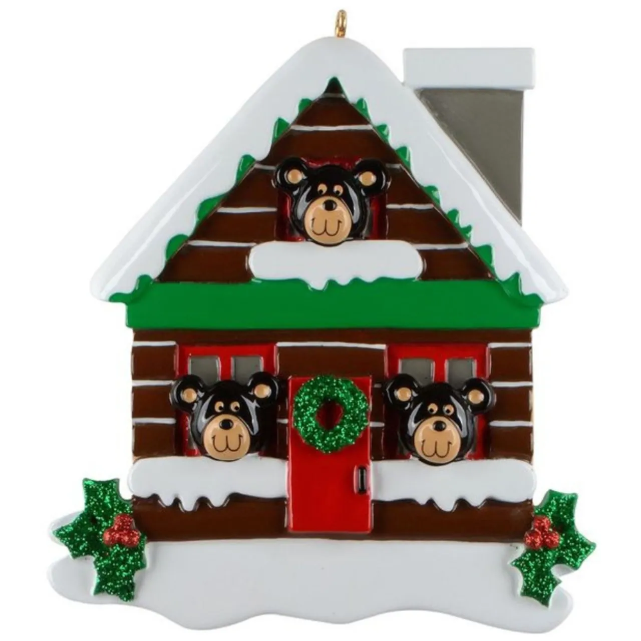 Log Cabin Bears Family of 3 Personalized Ornament< Discount