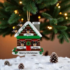 Log Cabin Bears Family of 5 Personalized Ornament< Discount